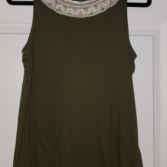 Ralph Lauren Army Green Sleeveless Blouse with Exquisite Beading - Picture 3 of 7